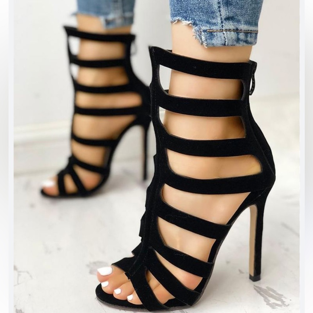 Lace up thin heels